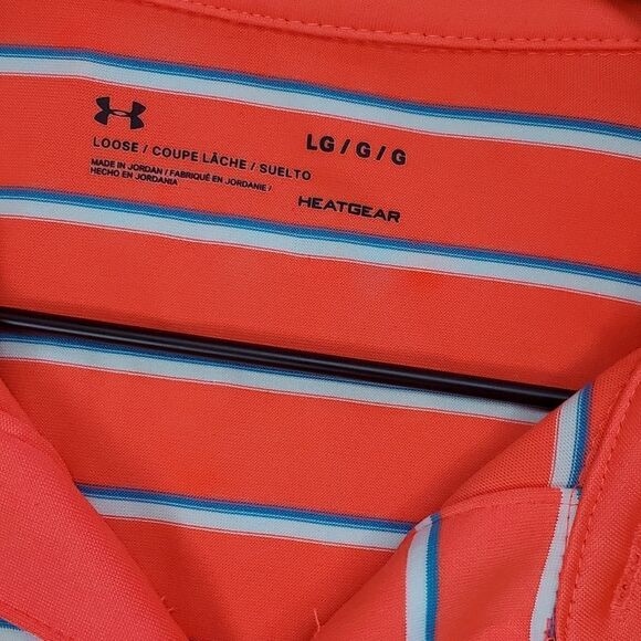 Under Armour Orange Striped Polo Shirt - Picture 5 of 5
